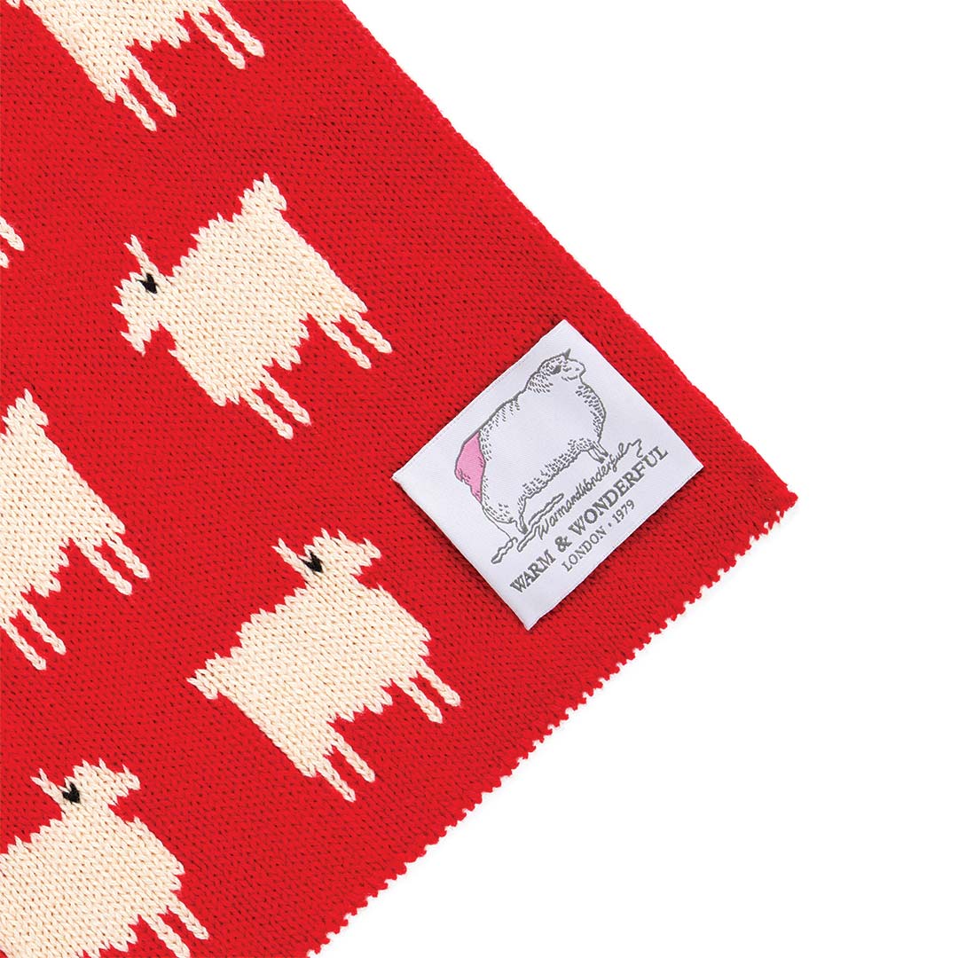 【新品タグ付き】赤Black Sheepハンドニット マフラー Sheep Cashmere Scarf Diana Red – Warm & Wonderful